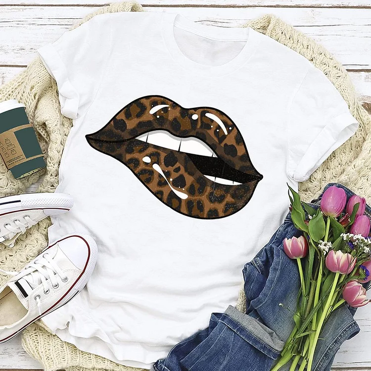 Leopard lips T-shirt Tee-04656-Annaletters