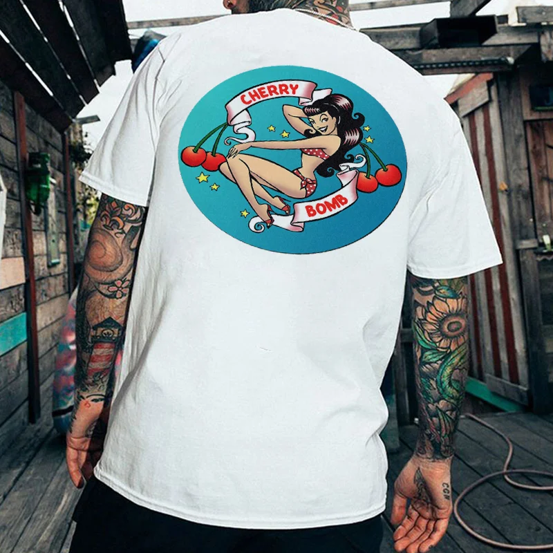 CHERRY BOMB Sexy Lady Print Men's T-shirt