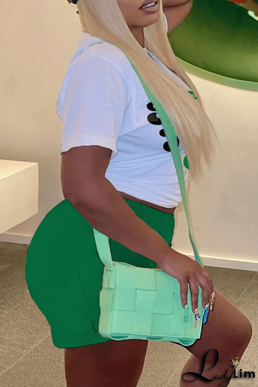 Rose Red Casual Print Patchwork O Neck Short Sleeve Two Pieces