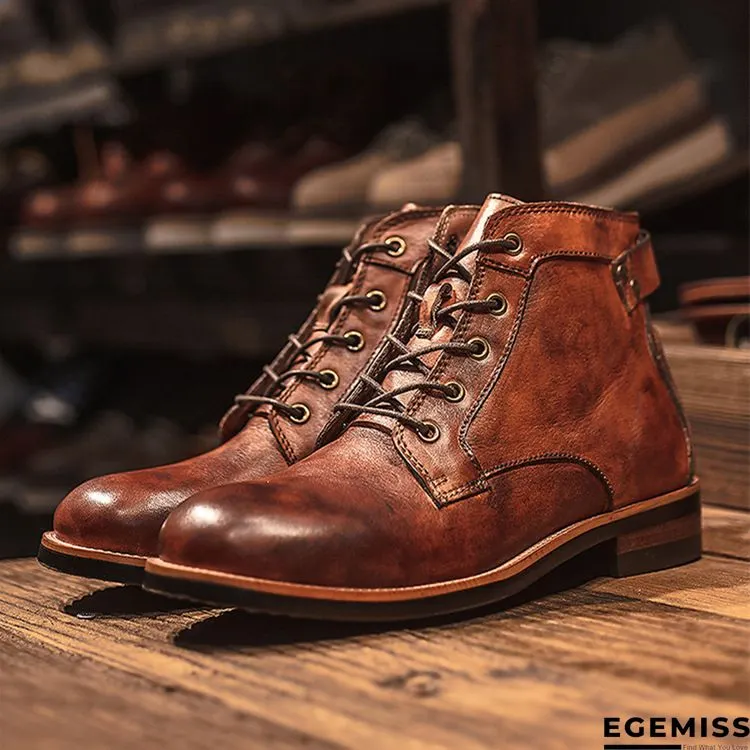 Cow Split Leather Men Boots Comfortable Boots Men Footwear Rubber Ankle Boots Men's Shoes | EGEMISS
