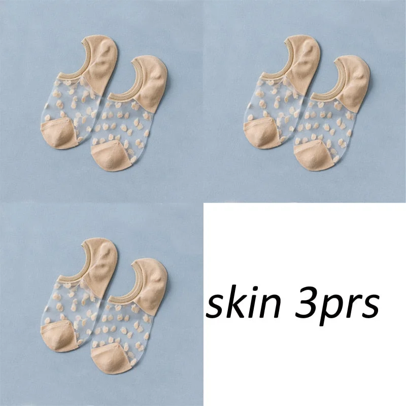 3 Pair/set Lot Fashion Dot socks for Girls Women Indoor Socks Mix Summer Colors Smooth Feeling Floor Socks Color Breathable Sox