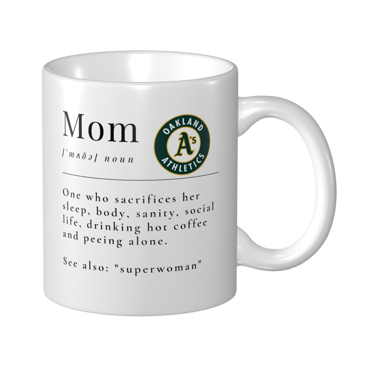 Oakland Athletics Mother's Day Dictionary Definition Funny Quote Mom Ceramic Mug