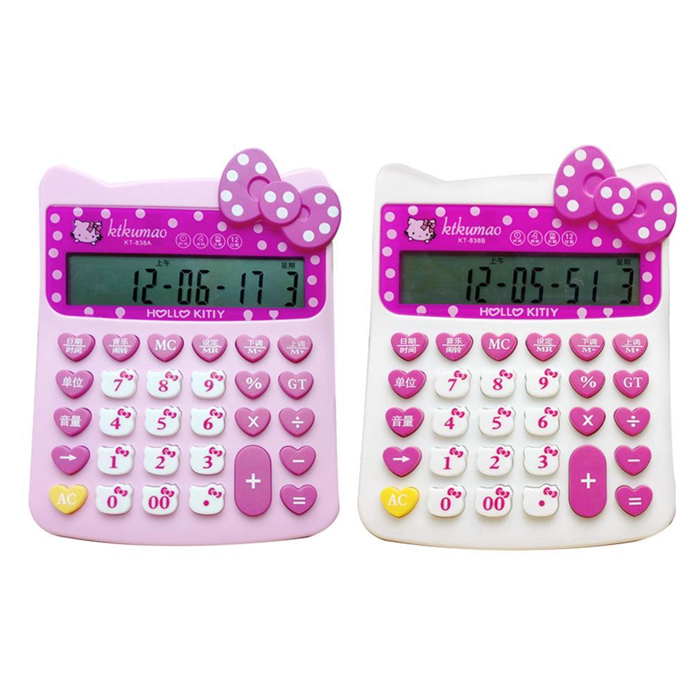

Cartoon Cat Bowknot Voice Calculator School Stationery with Time Display, 501 Original