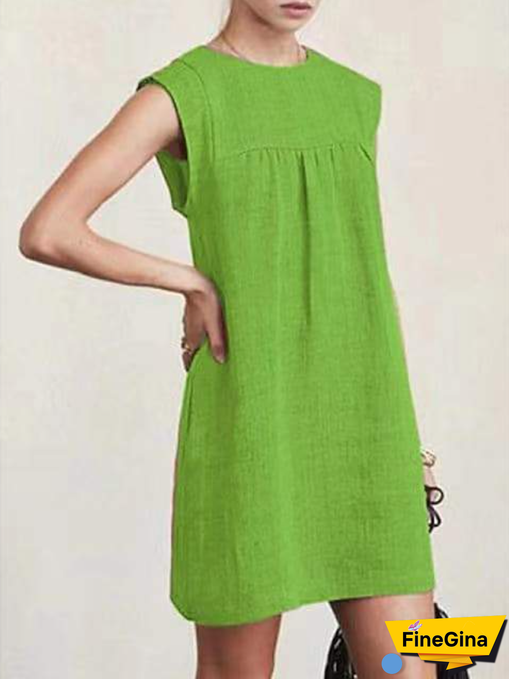 Women's Cotton Linen Sleeveless DressSolid Color Dress Knee Length Summer Daily Wear Linen