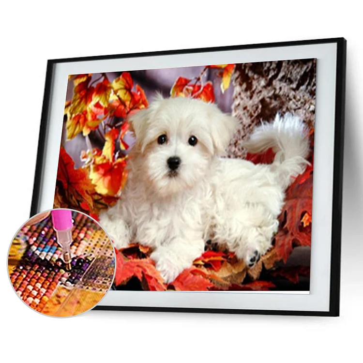 Dog Animal  Round Diamond Painting 28*44cm