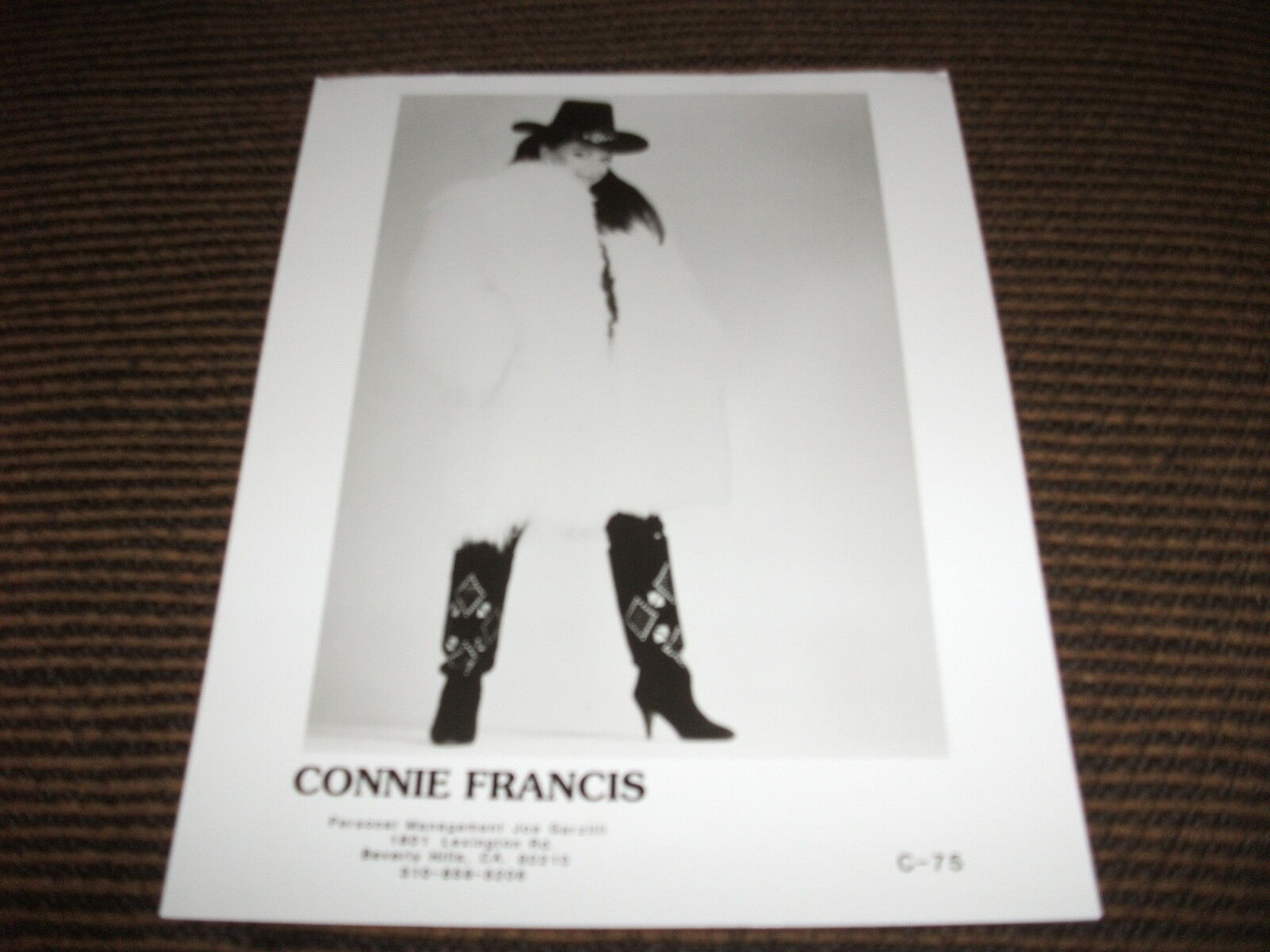 Connie Francis 60's B&W 8x10 Photo Poster painting Music Promo