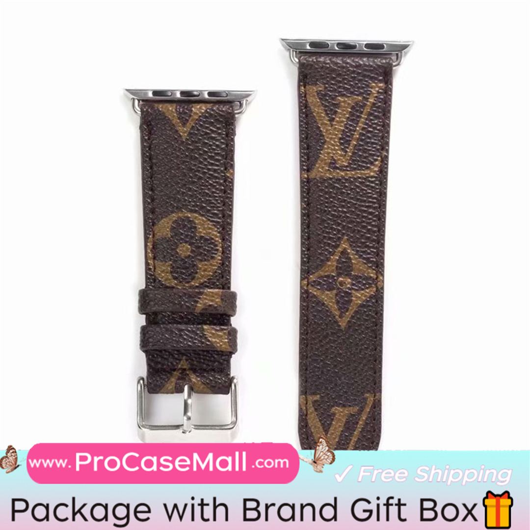 Classic LV Monogram Leather Checkerboard Canvas Apple Watch Strap