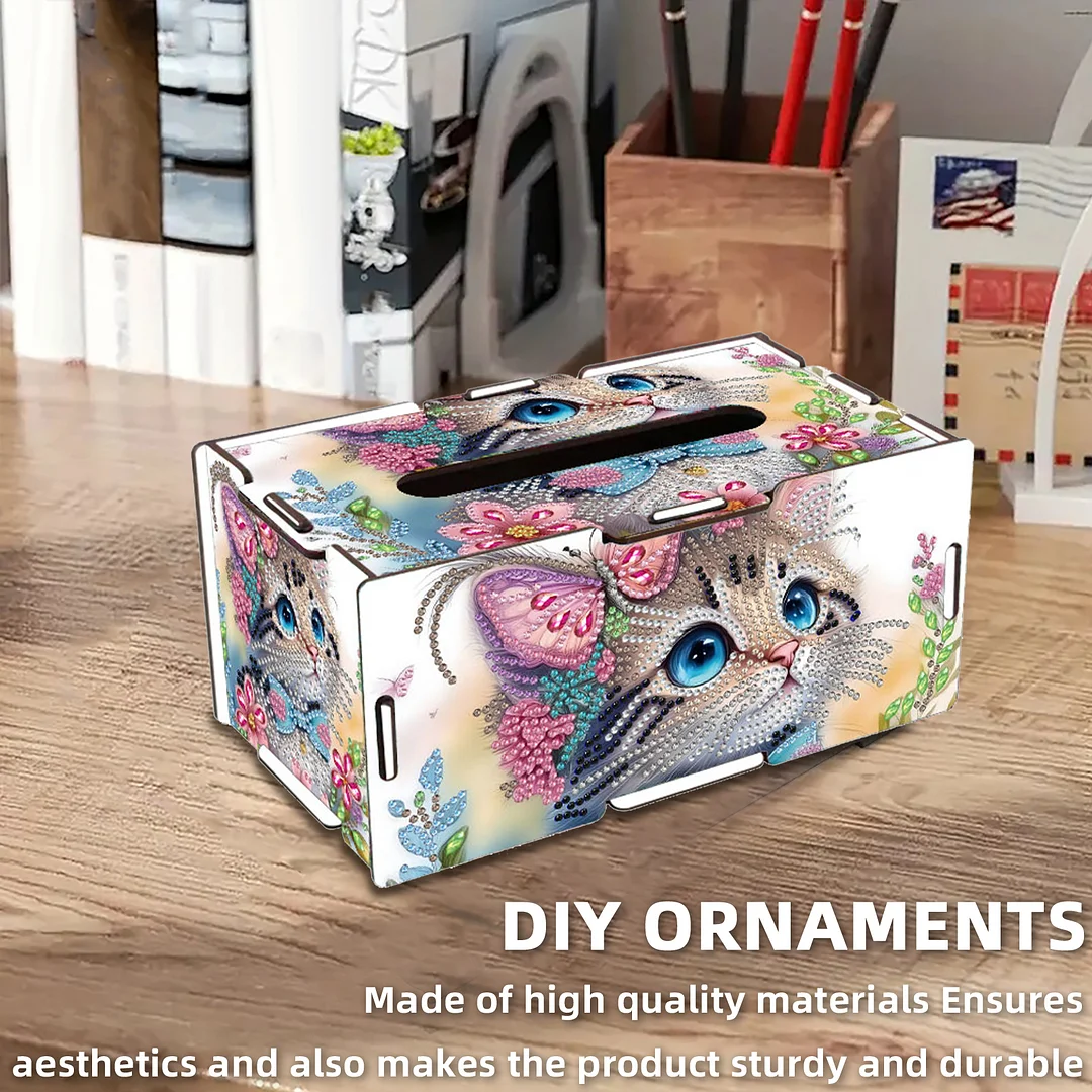 Wooden Diamond Painting Tissue Box for Home and Office Decoration(CZH014)