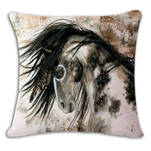 Linen Pillow Case - Horse