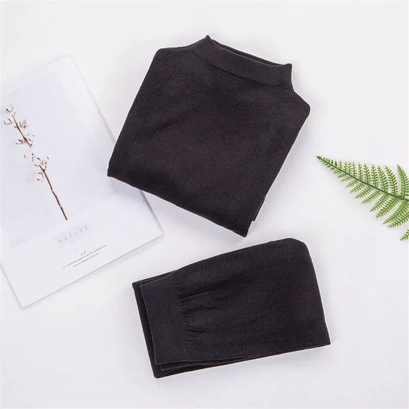 Warm Thermal Underwear Sexy Ladies Intimates Long Johns Women Shaped Sets Female Middle Collar Thermal Shaping Clothes