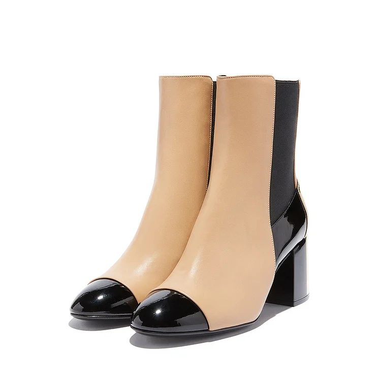 Black Nude Chelsea Boots Block Ankle