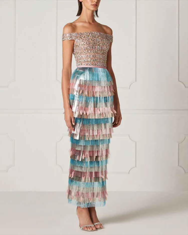 Women's Sleeveless Sequined Tassel Dress