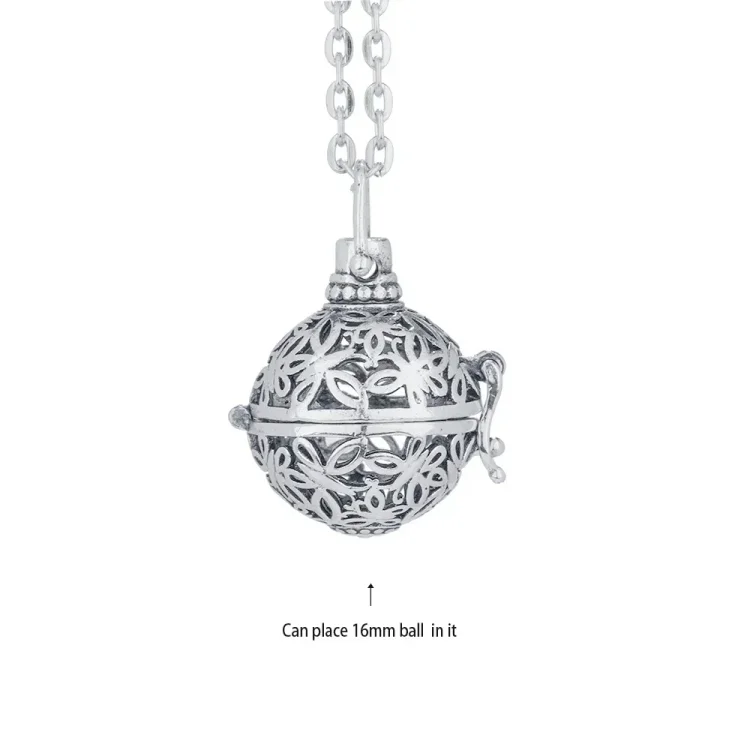 Ridaxi Music Chime Mexico Angel Ball Caller Locket Necklace Antique Vintage Pregnancy Essential Oil Diffuser Aromatherapy Necklace