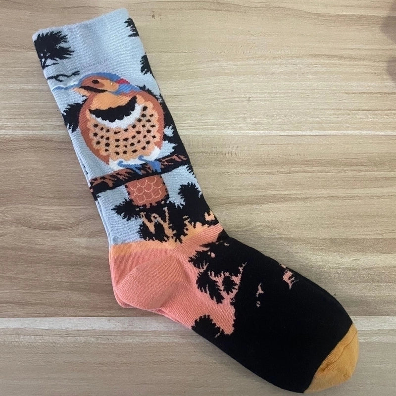 Women’s Minimalist Human Houndstooth Cotton Crew Socks A Pair