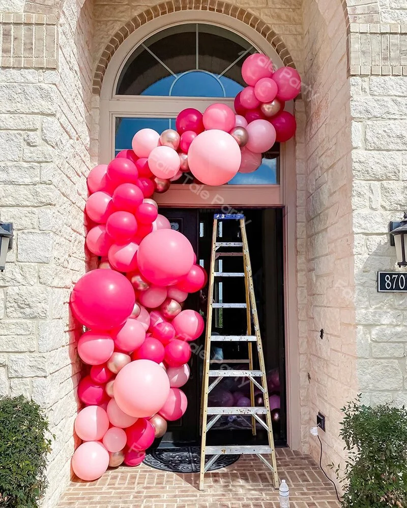 Christmas Gift DIY Pastel Baby Pink Balloons Garland 106pcs Hot Pink Chrome Rose Balloon Arch Wedding Birthday Baby Shower Party Decora Globos