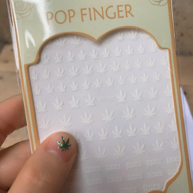 Fall Maple Leaves Design Nail Art 3D Decal Stickers Self Adhesive Weed Nail Sticker Weed Leaf Designs Tool Manicure Decoration-Nail Inspo