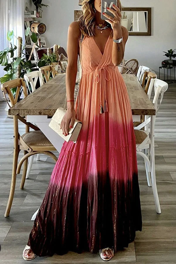 Lilipretty Summer In Malibu Gradient Print Maxi Dress