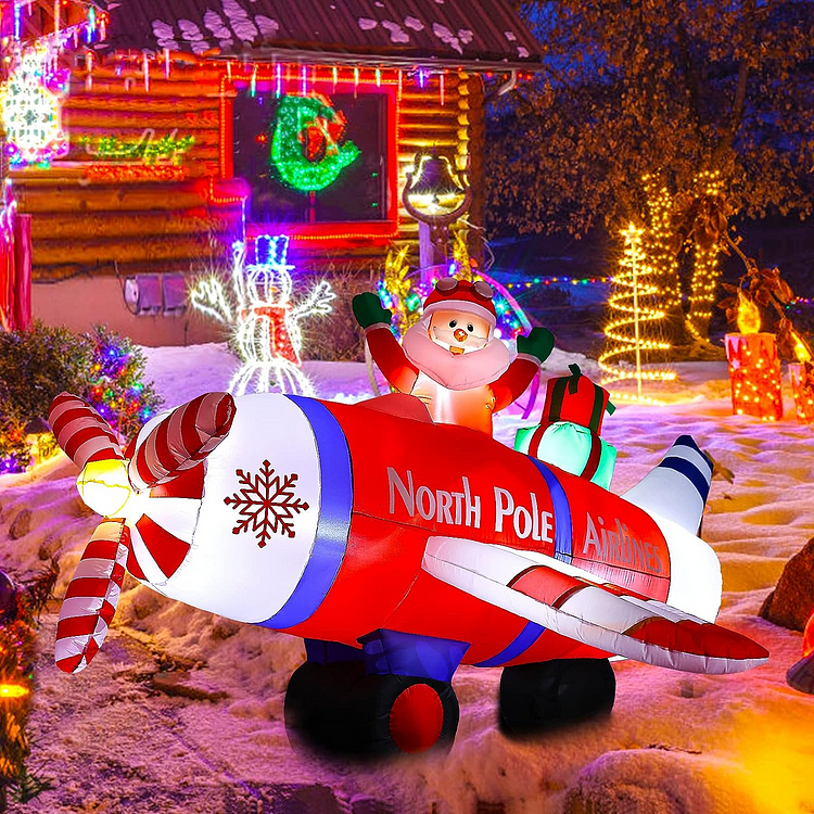 🔥kukelife🔥Christmas-inflatable christmas santa airplane