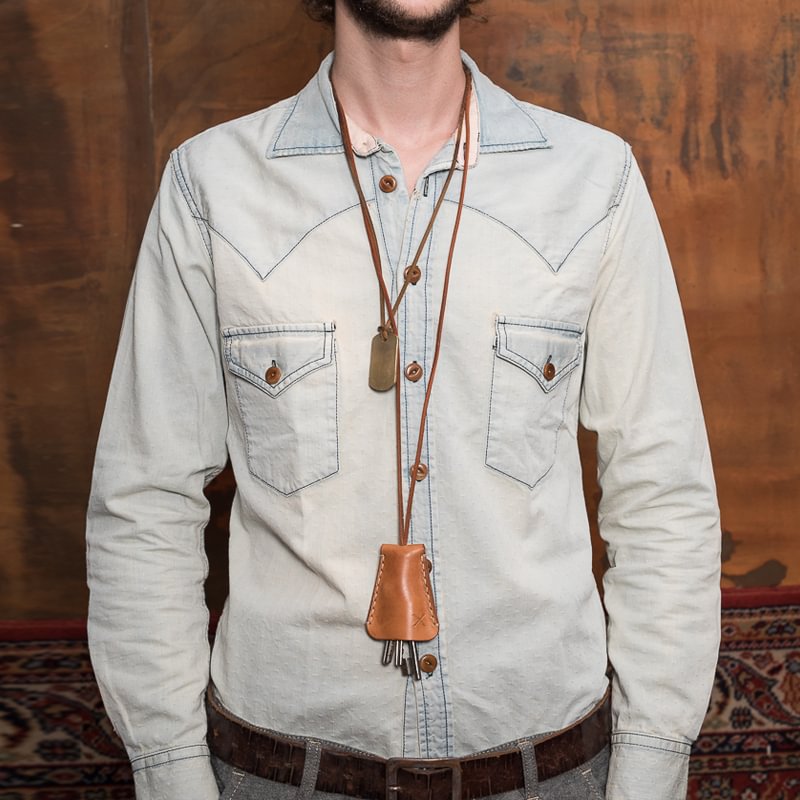 Western Shoulder Button Chest Pocket Lounge Shirt
