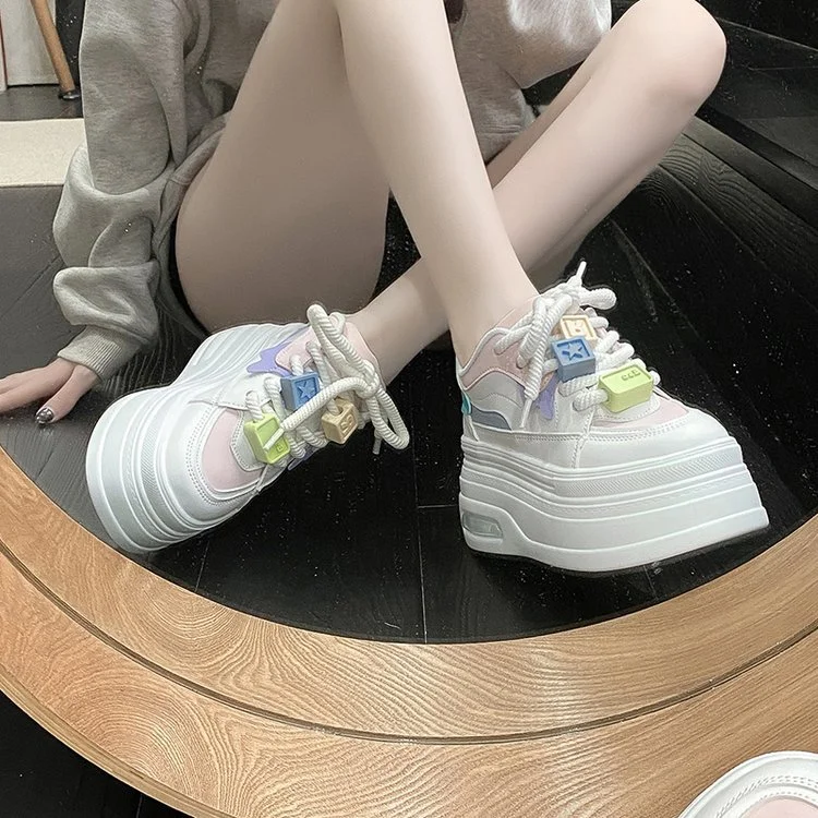 Wongn Wongn 2023 New Small White Shoes Fashion Color Beaded Color Lace Platform To Increase The Casual Women's Shoes