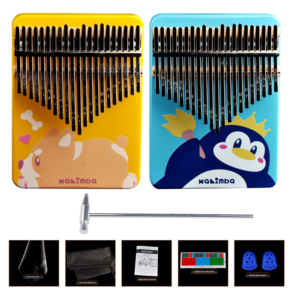 

17-Key Cute Cartoon Mahogany Kalimba Portable Finger Thumb Piano Musical, Yellow, 501 Original