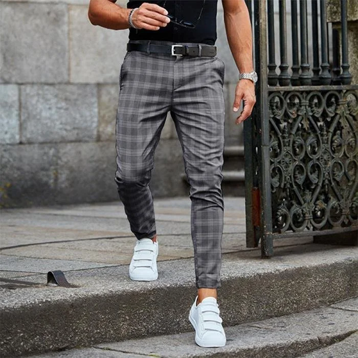 Men's Fashion Casual Plaid Trousers