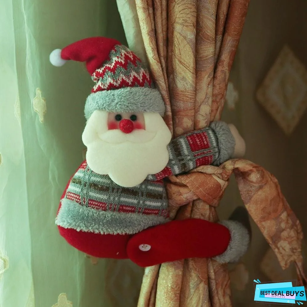 Santa Claus Elk Snowman Doll Curtain Buckle Christmas Decoration
