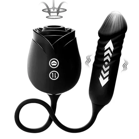 2025 Rose Thrusting Dildo with Clitoral Sucking and 10 Vibrating Modes for Deep Pleasure