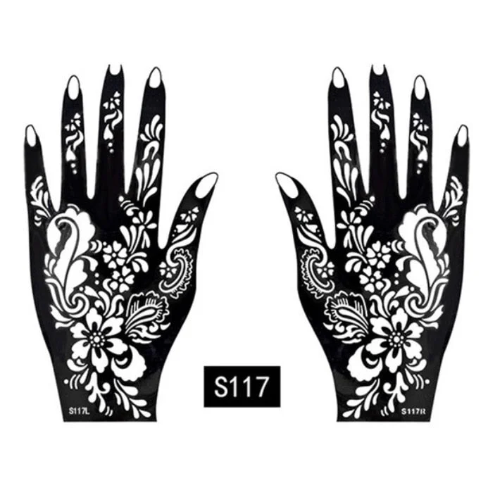 2Pcs/Set Temporary Tattoo stencil 25 designs Body Art Men Women Indian Henna pattern Beauty Waterproof Fake Arm Hand Reuse tatoo