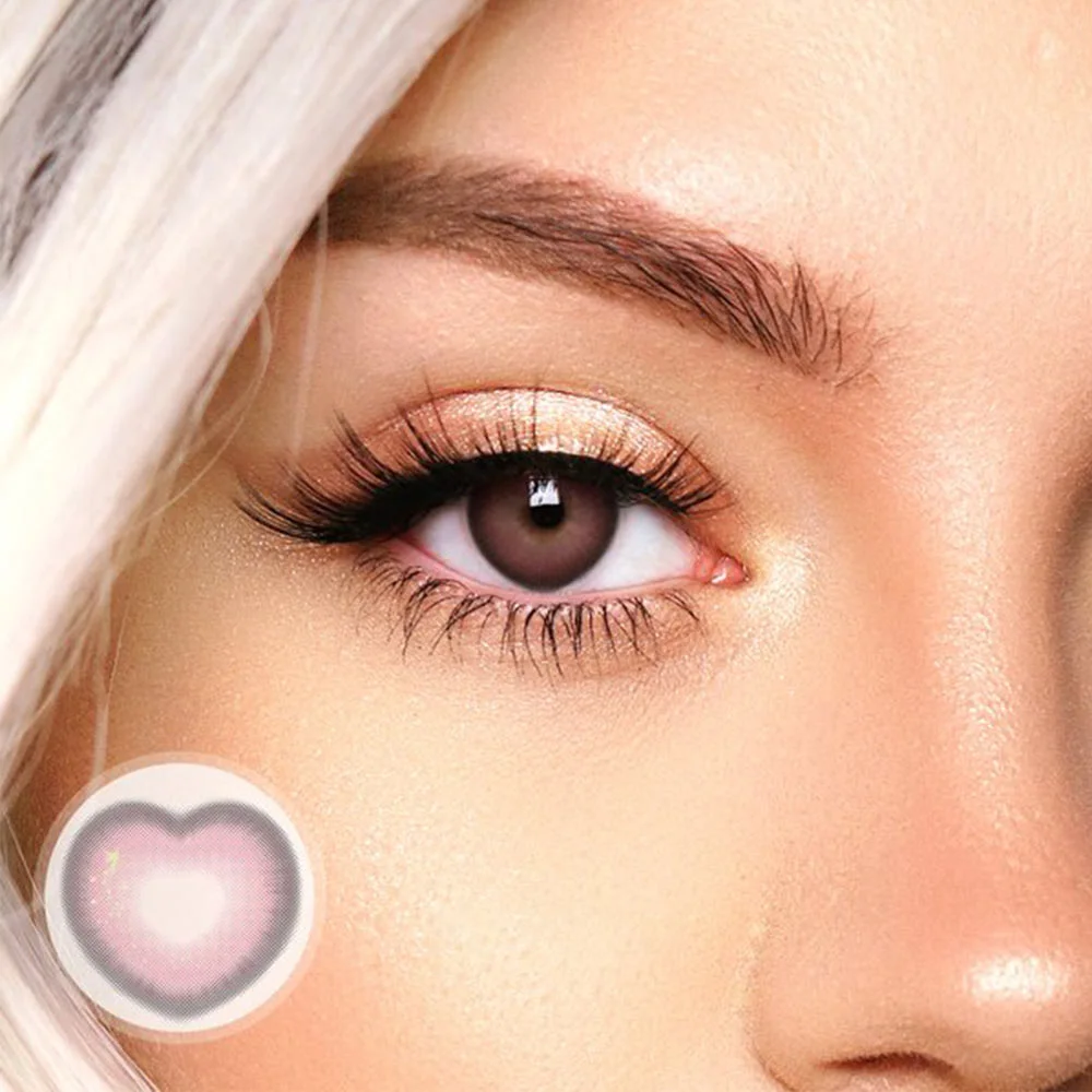 Heart Pink Brown Contact Lenses 14.5mm