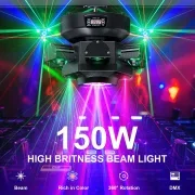 🎁Yiflamefly 150W Moving Head DJ Light 6 Brate Party Light RGBW 4 in 1 LED Stage Light DMX512 pentru nunta petrecere Disco KTV nunta
