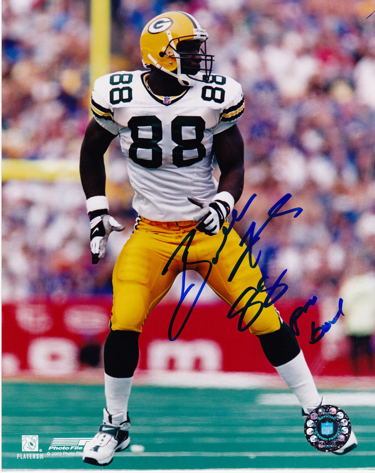 BUBBA FRANKS GREEN BAY PACKERS ACTION SIGNED 8x10