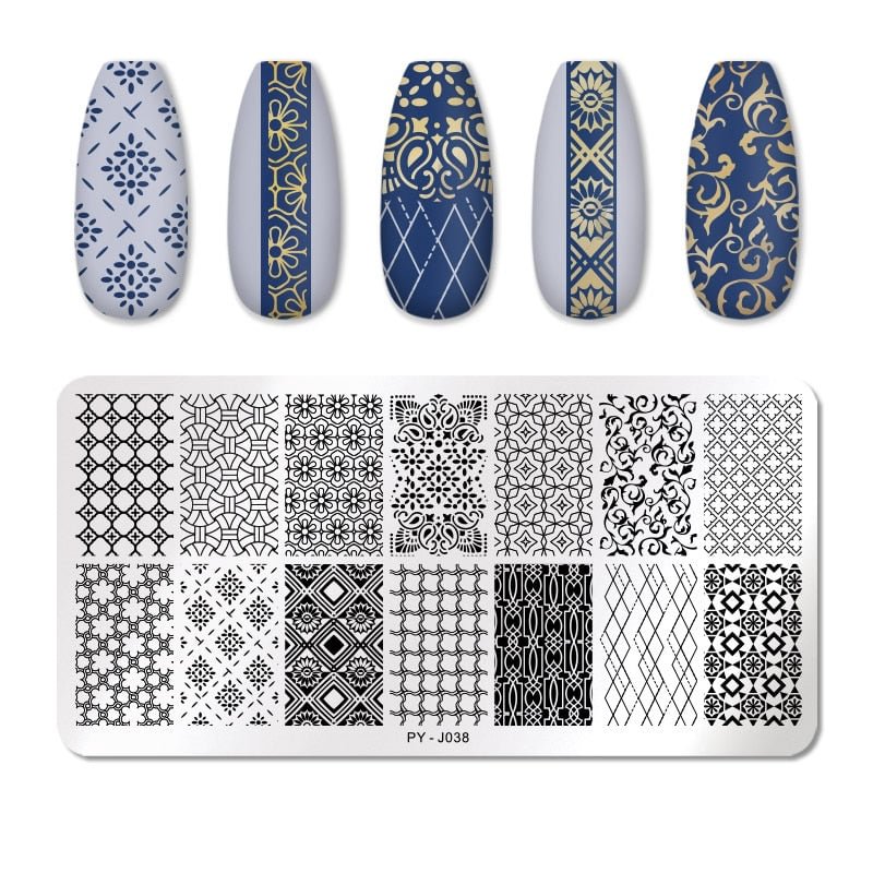 PICT YOU Nail Stamping Plates Texture Series Nail Art Image Plate Stainless Steel Nail Design Stamp Stencil Tools PY-J038