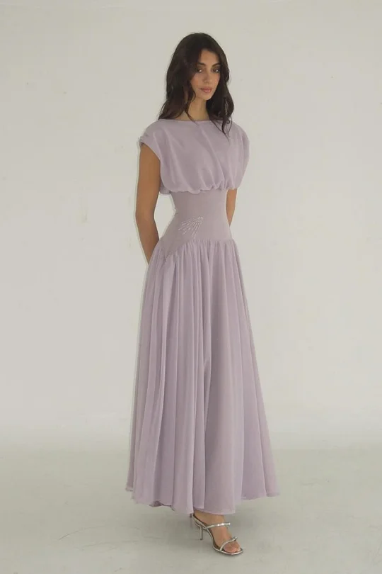 Oknass Jewel Neck Sleeveless High Waist Long Prom Dress With Appliques