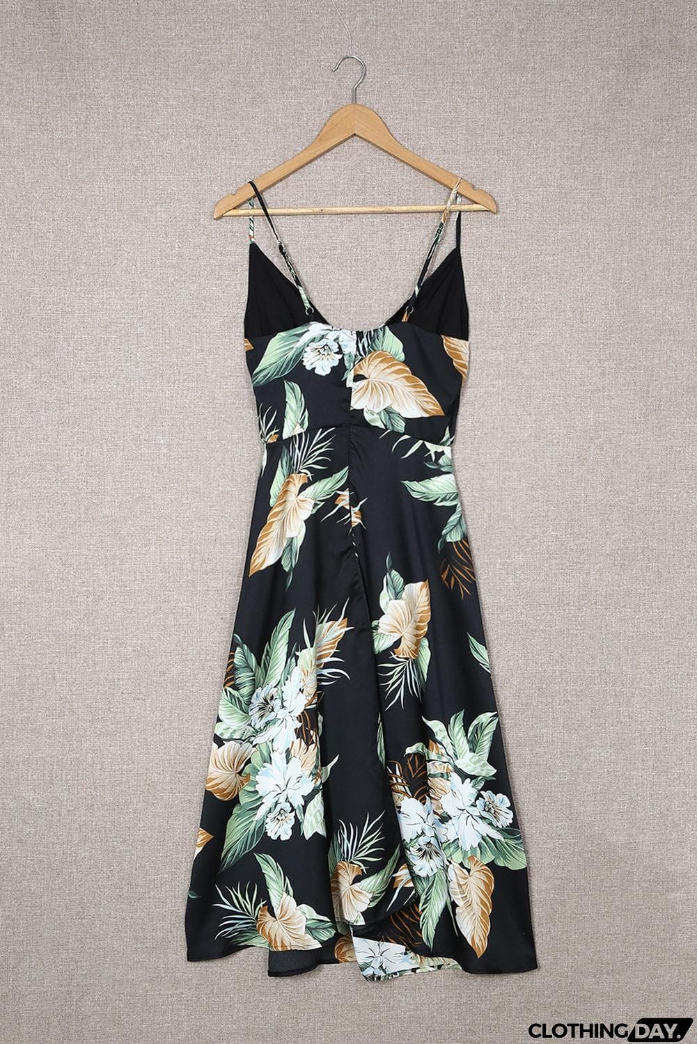 Floral Tied Cutout Split Spaghetti Strap Dress