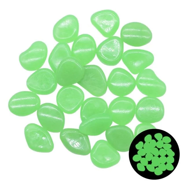 100pcs Glow in the Dark Pebbles Landscaping Glow Stones for Garden Pond Aquarium
