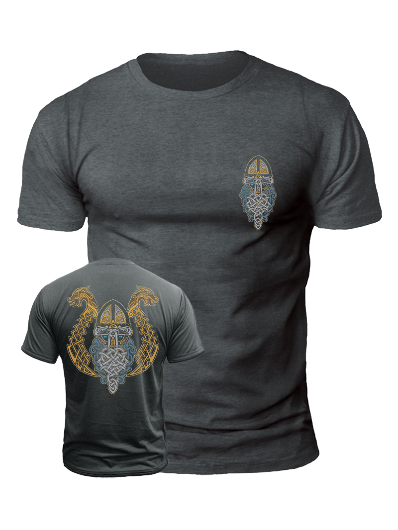 Men's Proud Viking In My Blood Print Casual Short Sleeve T-shirt