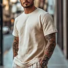 Men's Vintage Waffle Knit Short Sleeve Round Neck T-Shirt by Inlyline