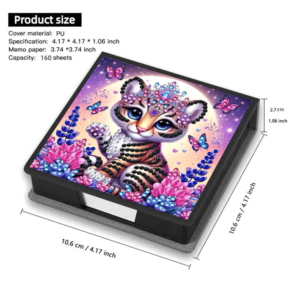 PU 5D Diamond Painting Kit Note Box DIY Diamond Art Notepad Box (Tiger)