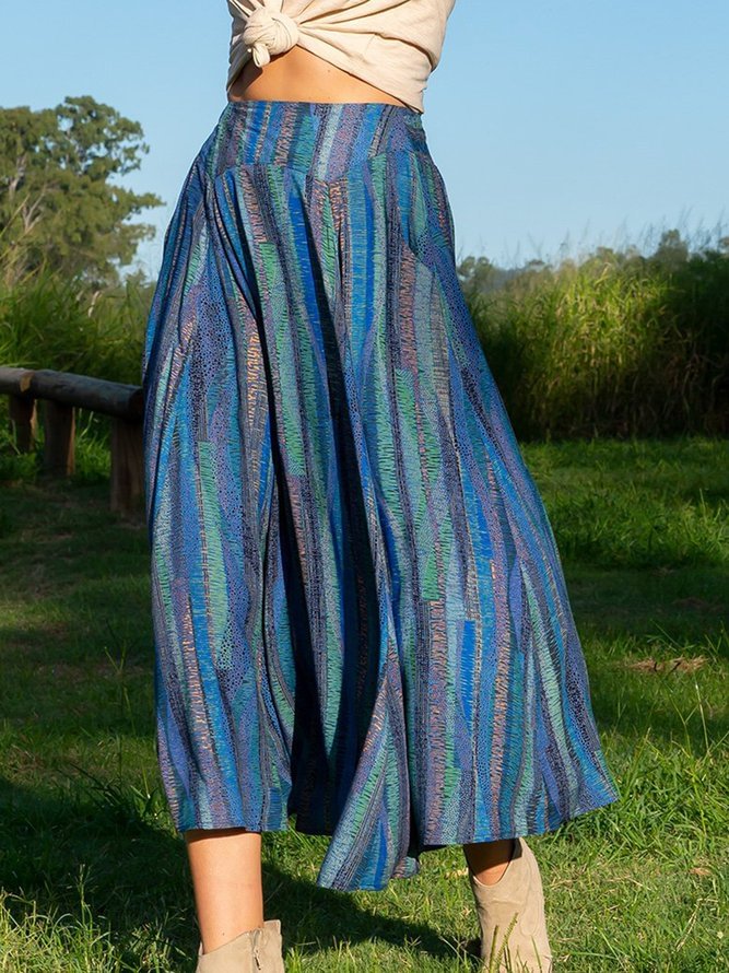 Cotton-Blend Casual Ombre/tie-Dye Skirt B173- Fabulory