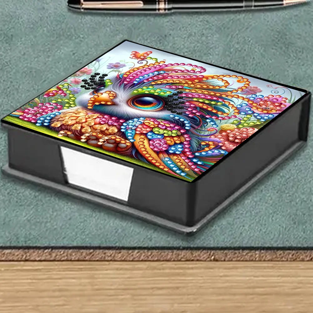 PU Bird Diamond Painting Notecard Box with Papers for DIY Art Craft