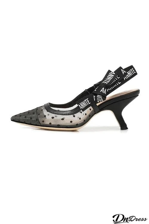 Mesh Dot Mide Heels
