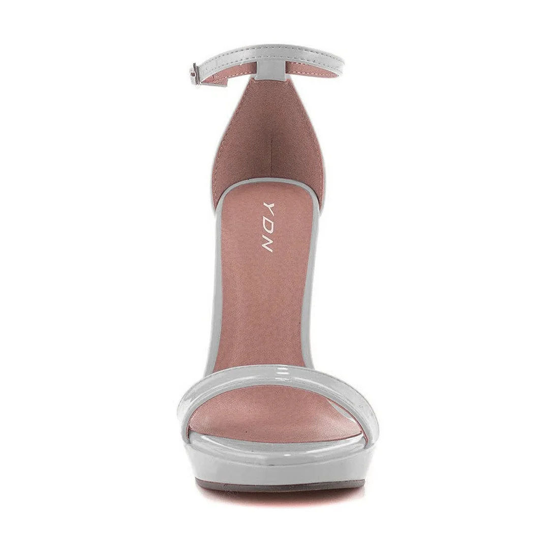 Stiletto Heel Buckle Strap Open Toe Platform Summer Sandals in Grey