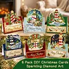 6Pcs DIY Pearl Diamond Painting Christmas Cards, 3D Greeting Card Craft Kits with Resin Pearls, Handmade Holiday Cards for Adults, Christmas Gifts & Decorations