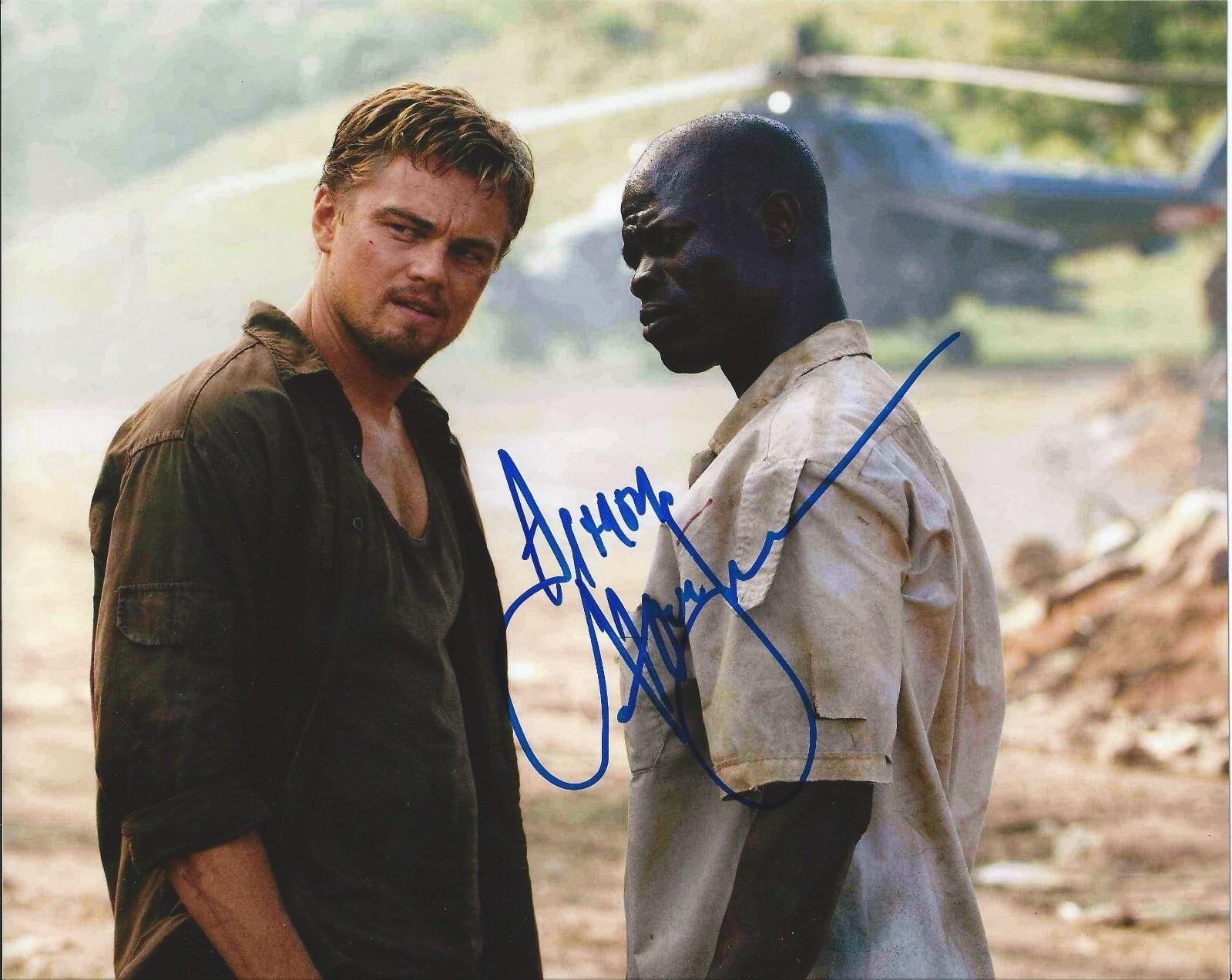 DJIMON HOUNSOU signed auto BLOOD DIAMOND 8x10 Photo Poster painting Leonardo DiCaprio w/COA