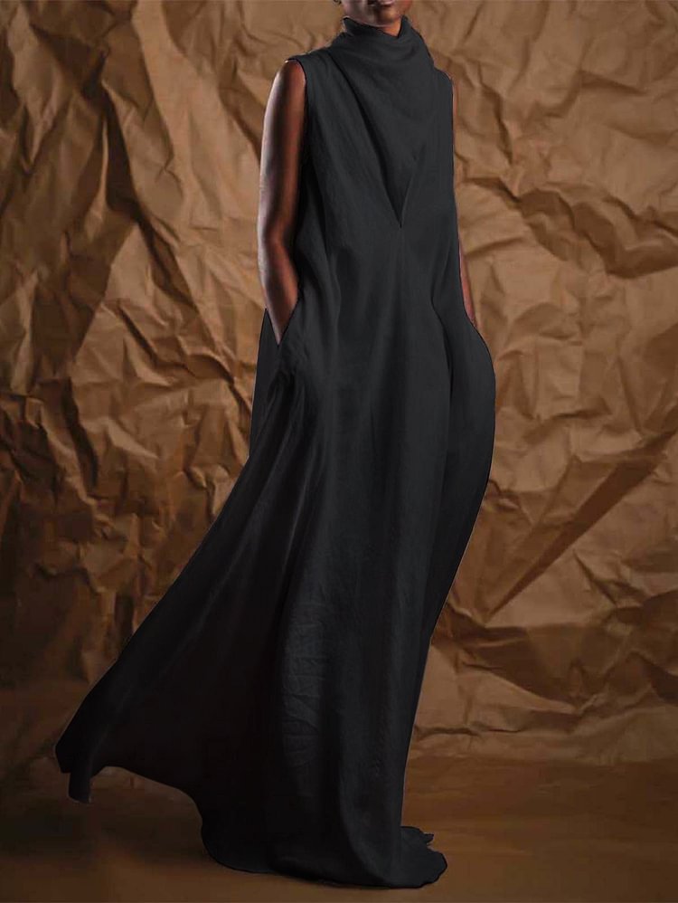 *Turtleneck wrap Long Maxi Dress