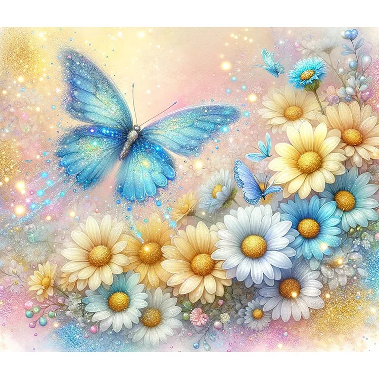 Full Round Diamond Painting - Pearl Daisy Butterfly 35*30CM
