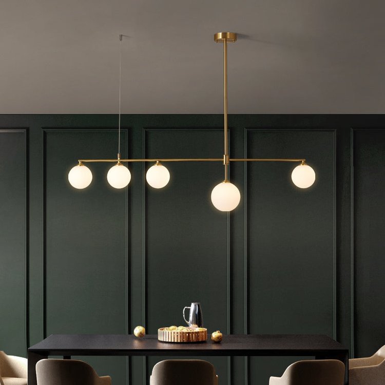Minimalist Gold and Glass Island Chandelier CSTWIRE