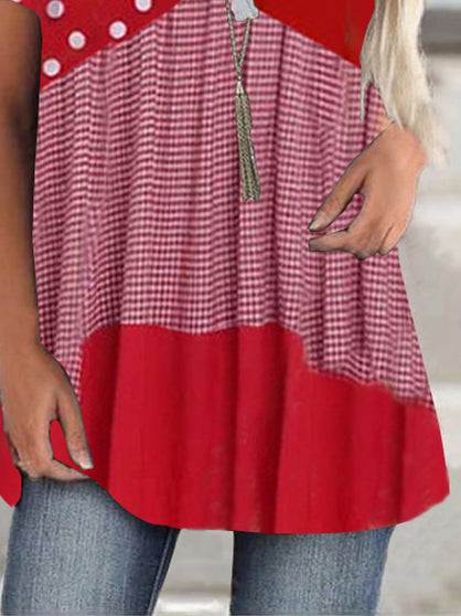 Women Half Sleeve V-neck Solid Color Dress