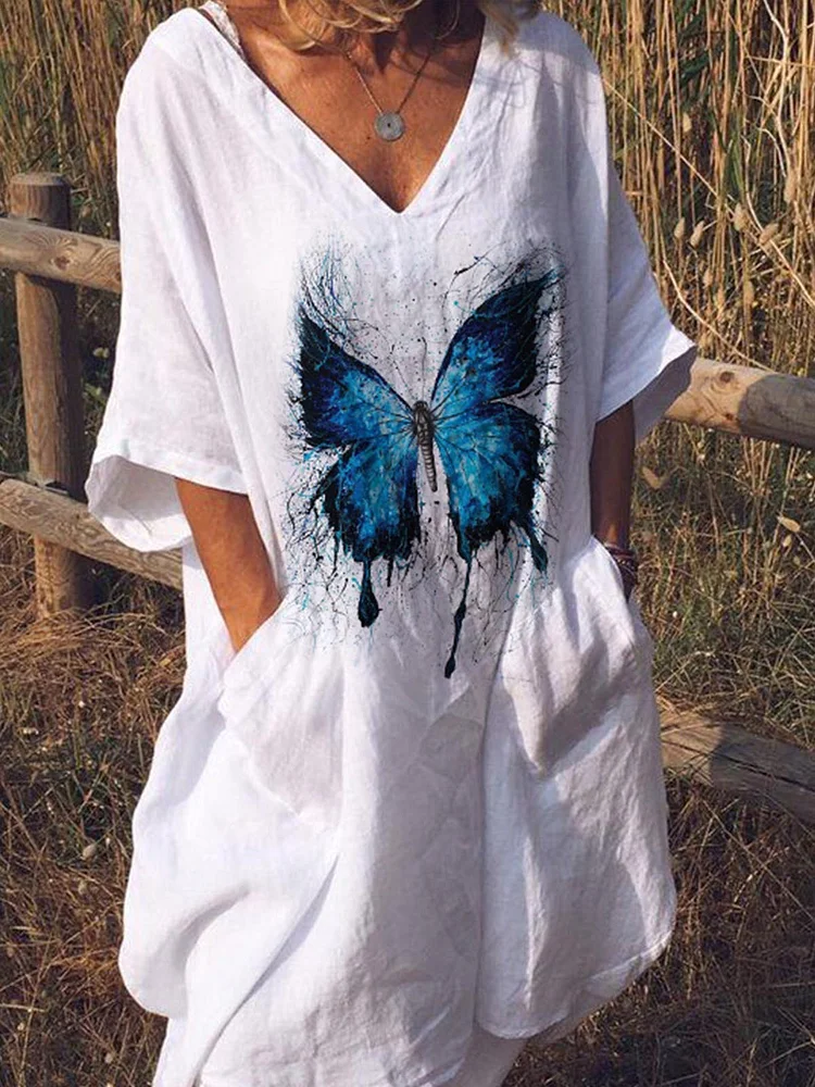 Casual cotton print dress